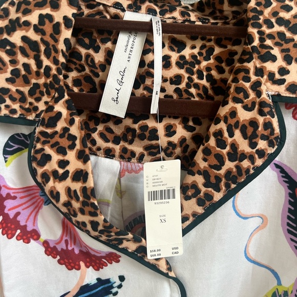 NWT new XS Anthropologie button flannel pajama top multicolor floral pjs - Picture 6 of 17